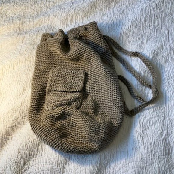 Tan Crochet Backpack Style Bag - Picture 5 of 5
